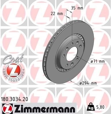 ZIMMERMANN 180303420 Тормозной диск в каталоге сайта ZeXeN.ru